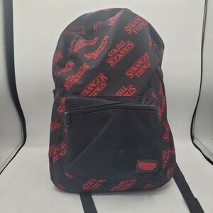 Stranger Things Black/Red Backpack W/ Patch & Pockets Adjustable Straps